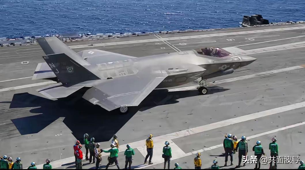 还是被美国领先了，听说是福特号率先实现弹射五代机，可是没有成功，F35C掉海里了