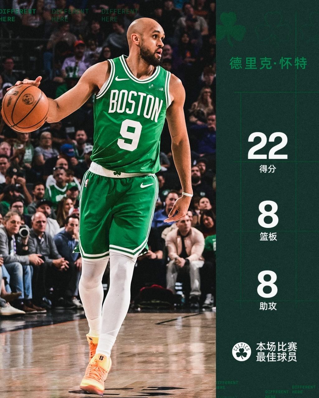 本场比赛最佳球员给到怀特！波士顿凯尔特人 ｜DifferentHere ｜凯尔特