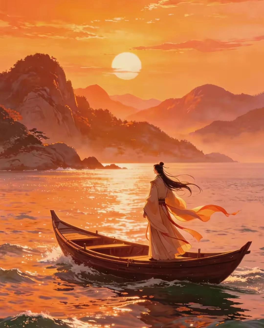 续句诗：
松梢滴露夜初收，
独倚柴门看水流。
一片秋山浑不语，
漫江碧透百舸游。