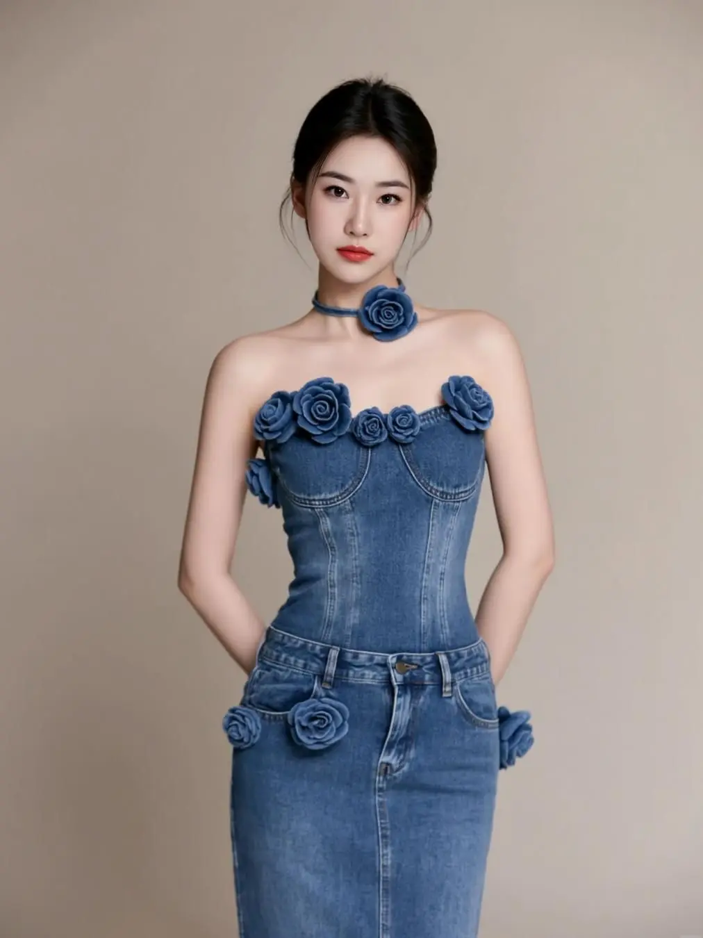 AI蓝调花卉写真 ai创作