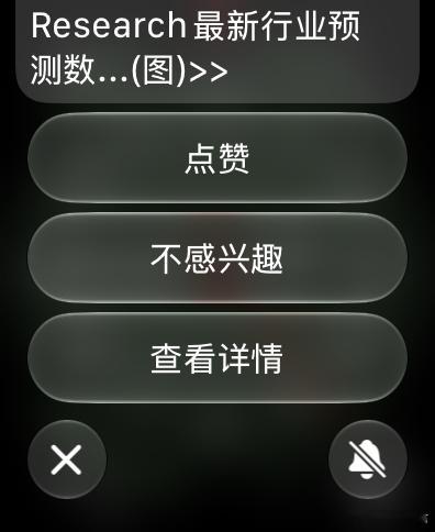 Apple Watch OS27的消息通知弹出窗口下面新增加了两个功能按钮，感觉