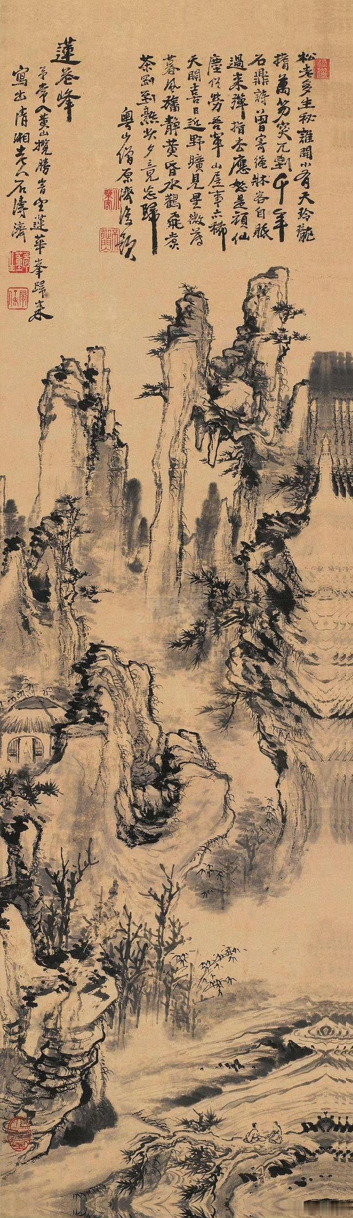 石涛山水《莲花峰图》欣赏。好画值得好好欣赏。