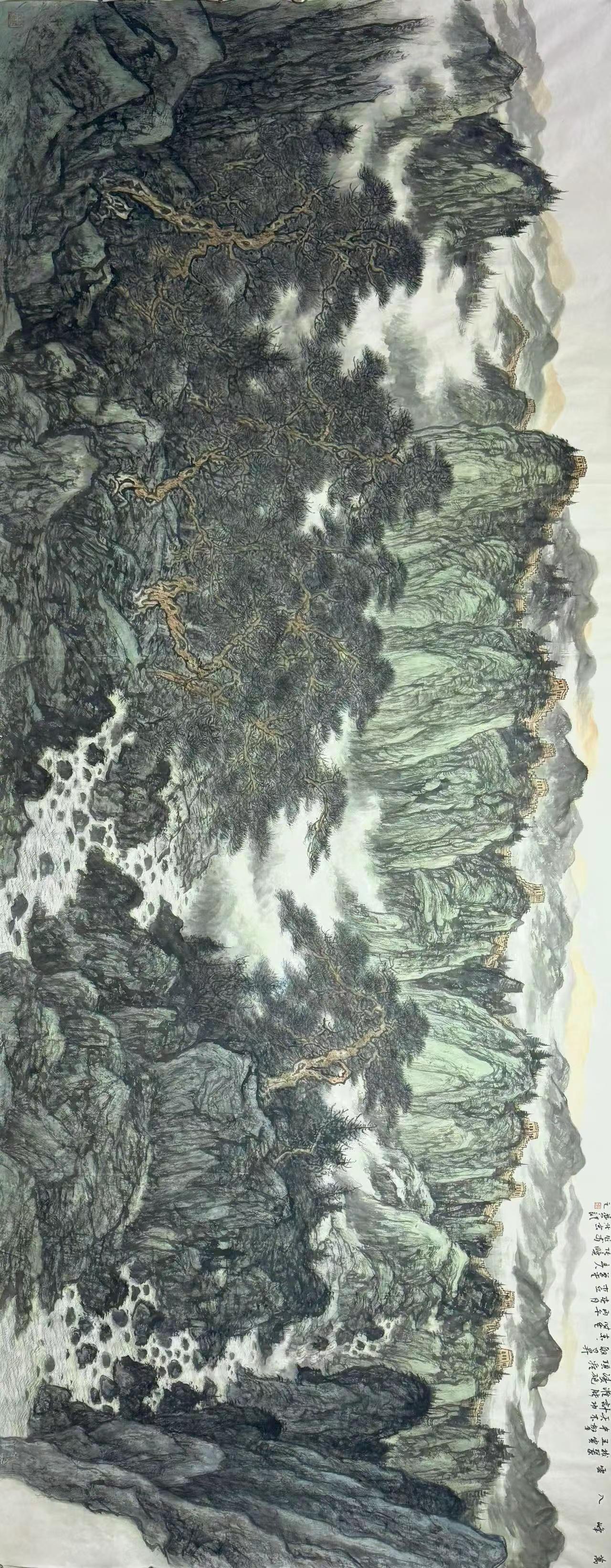 《萬峰入雲》。手绘山水创作者中心 创作灵感 国画专业 创作者 山水系列作品 尺寸