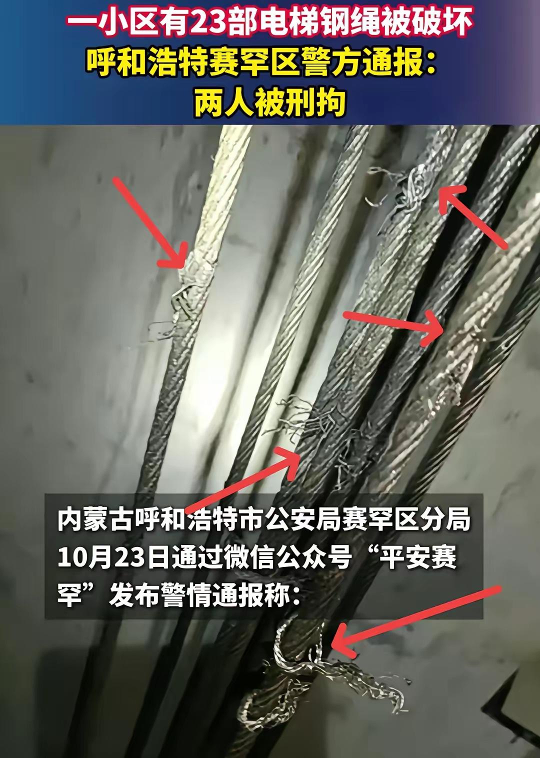 大快人心！
呼和浩特割电梯缆绳的俩嫌疑人终于落网，还是小区里的业主，一男一女全3