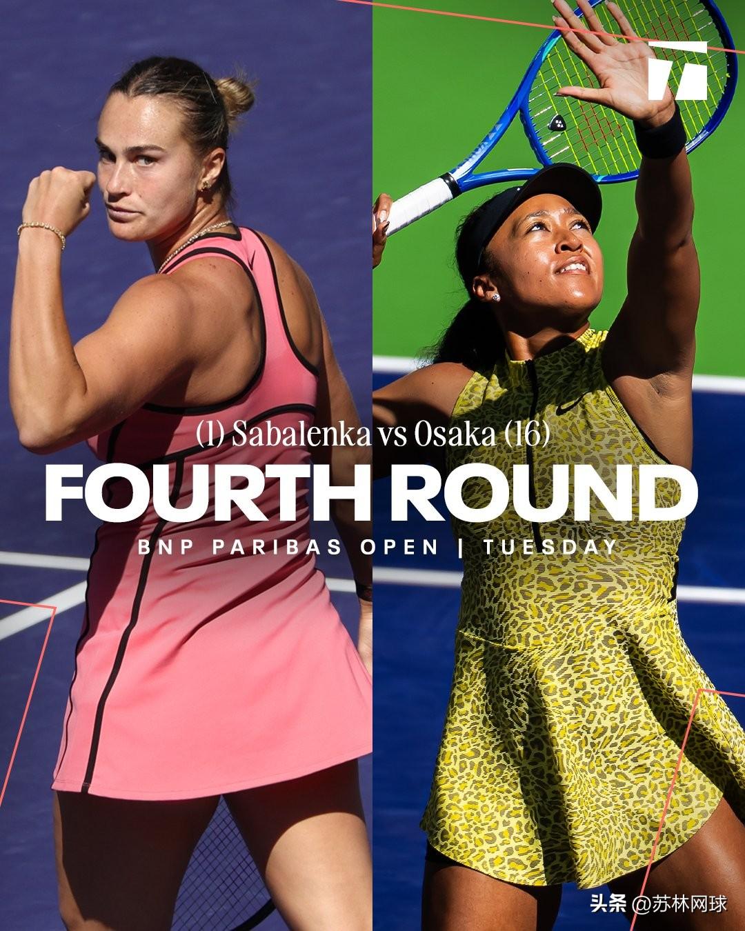 现世界第一萨巴伦卡和前世界第一大坂直美均闯关成功。
她们两人将在下一轮争夺一个八