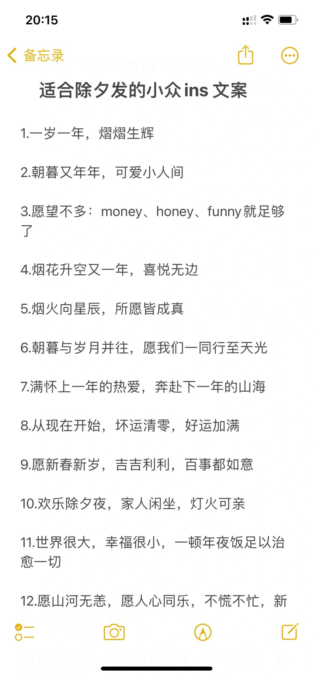 适合除夕发的小众ins 文案