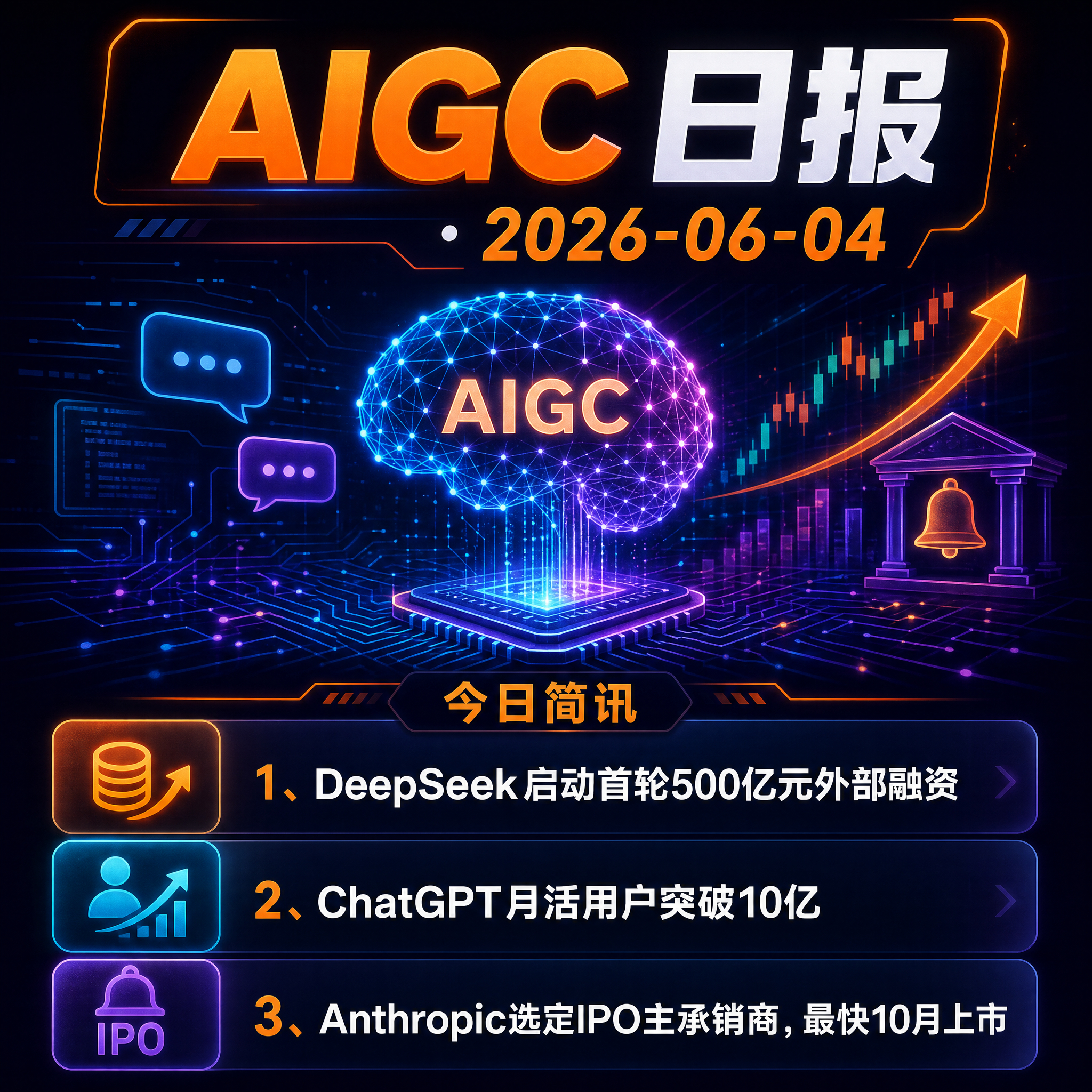 【AIGC日报 · 2026-06-04】今日简讯：1、DeepSeek启动首轮