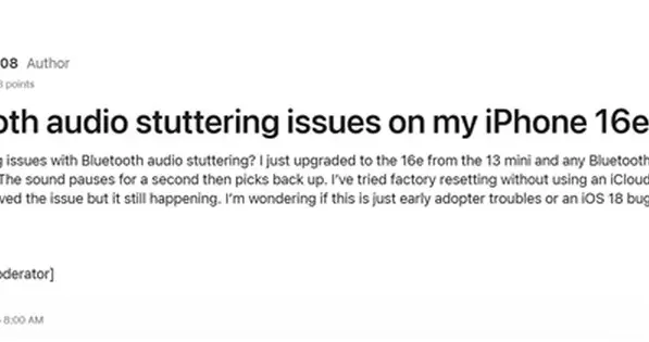 首批iPhone 16e翻车了？蓝牙音频存在故障