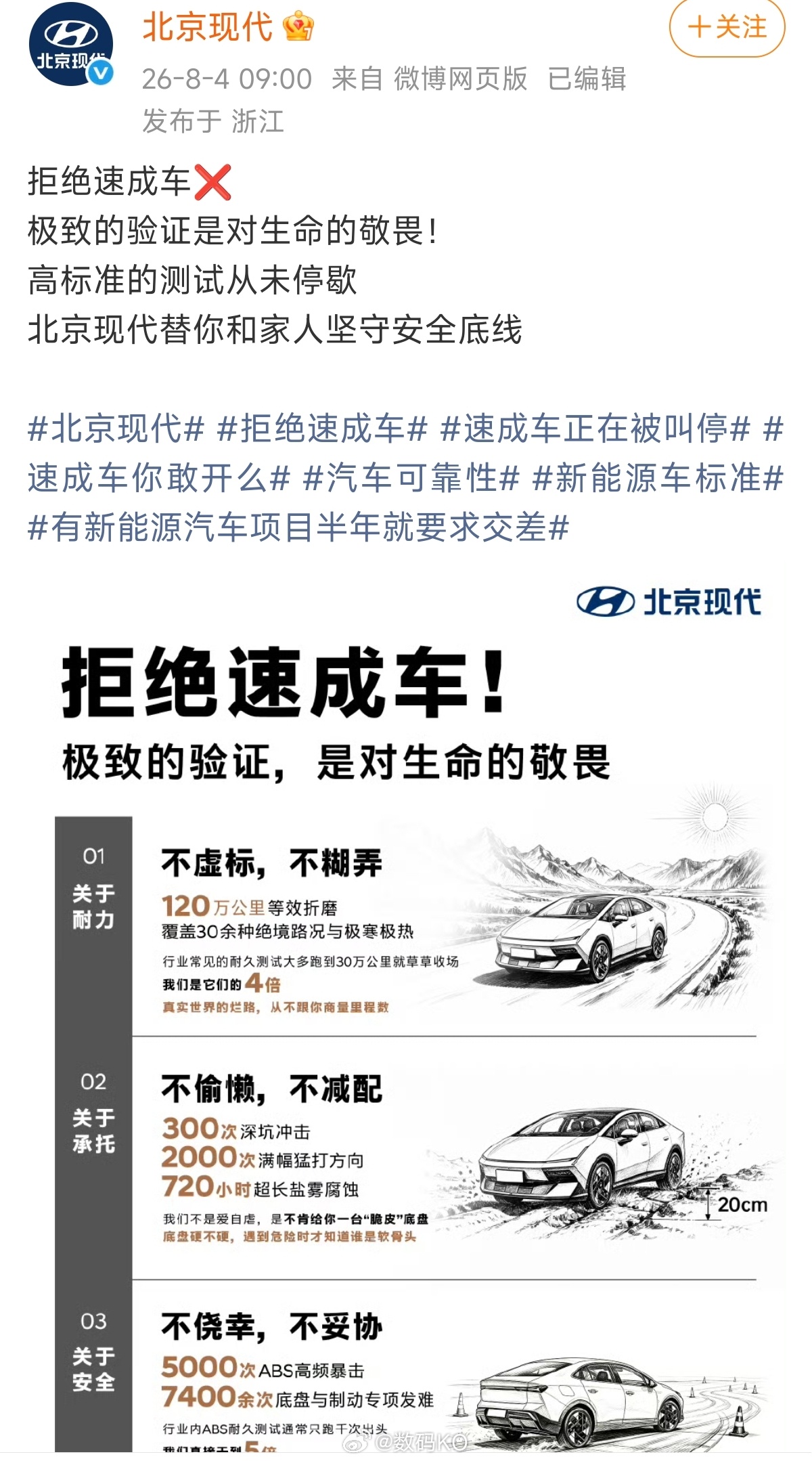 北京现代这话说的一点毛病没有，就怕被冲。:拒绝速成车，极致的验证，是对生命的敬畏