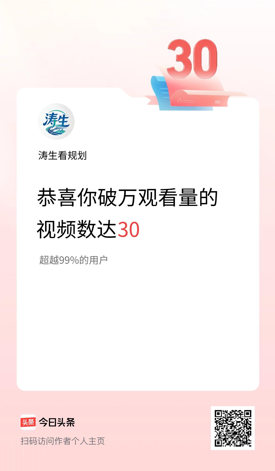我在头条有30条视频播放量破万了！