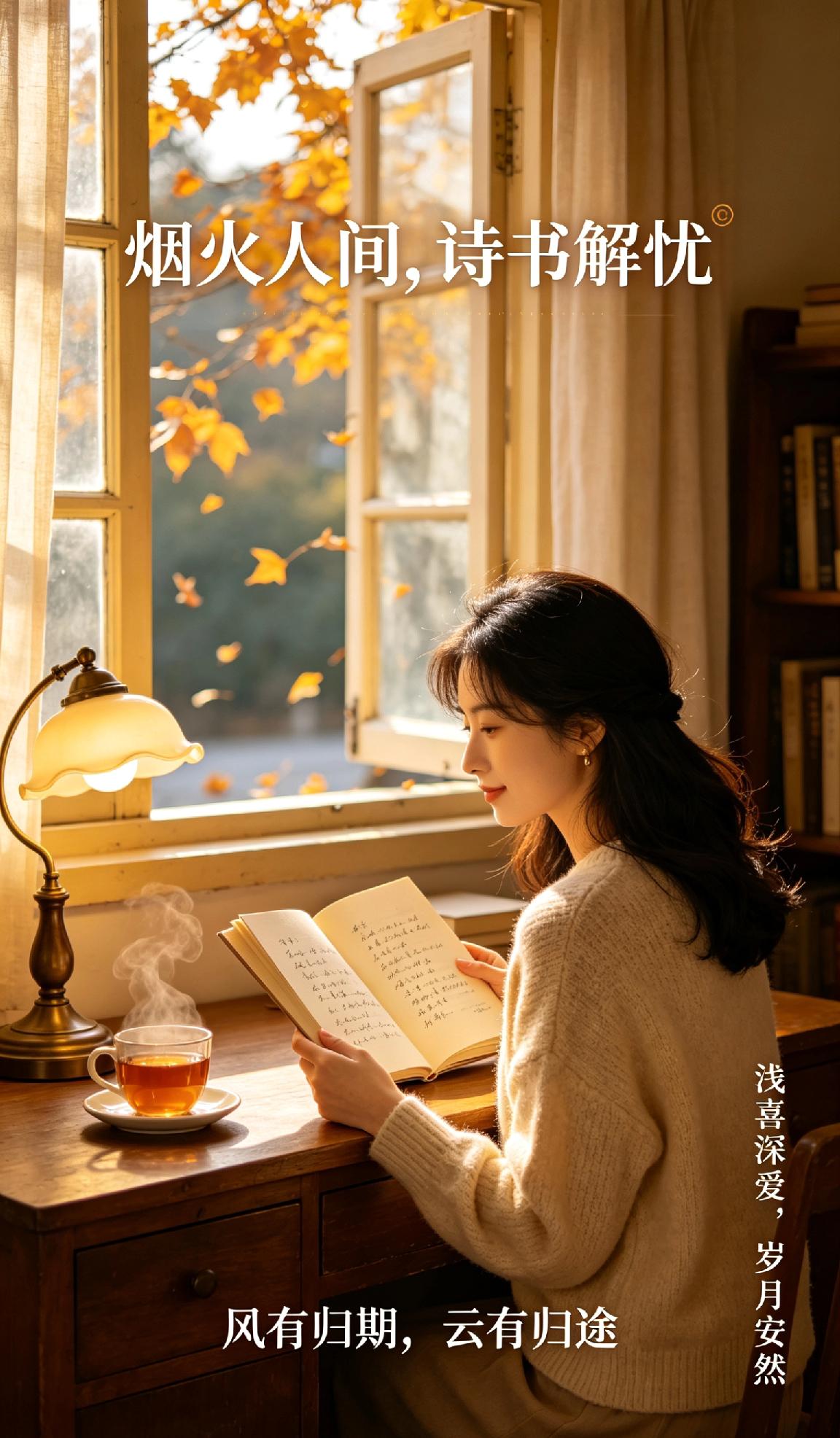 烟火人间，诗书解忧
总有一段温柔诗文，抚平内心的烦躁与疲惫
 
风有归期，云有归