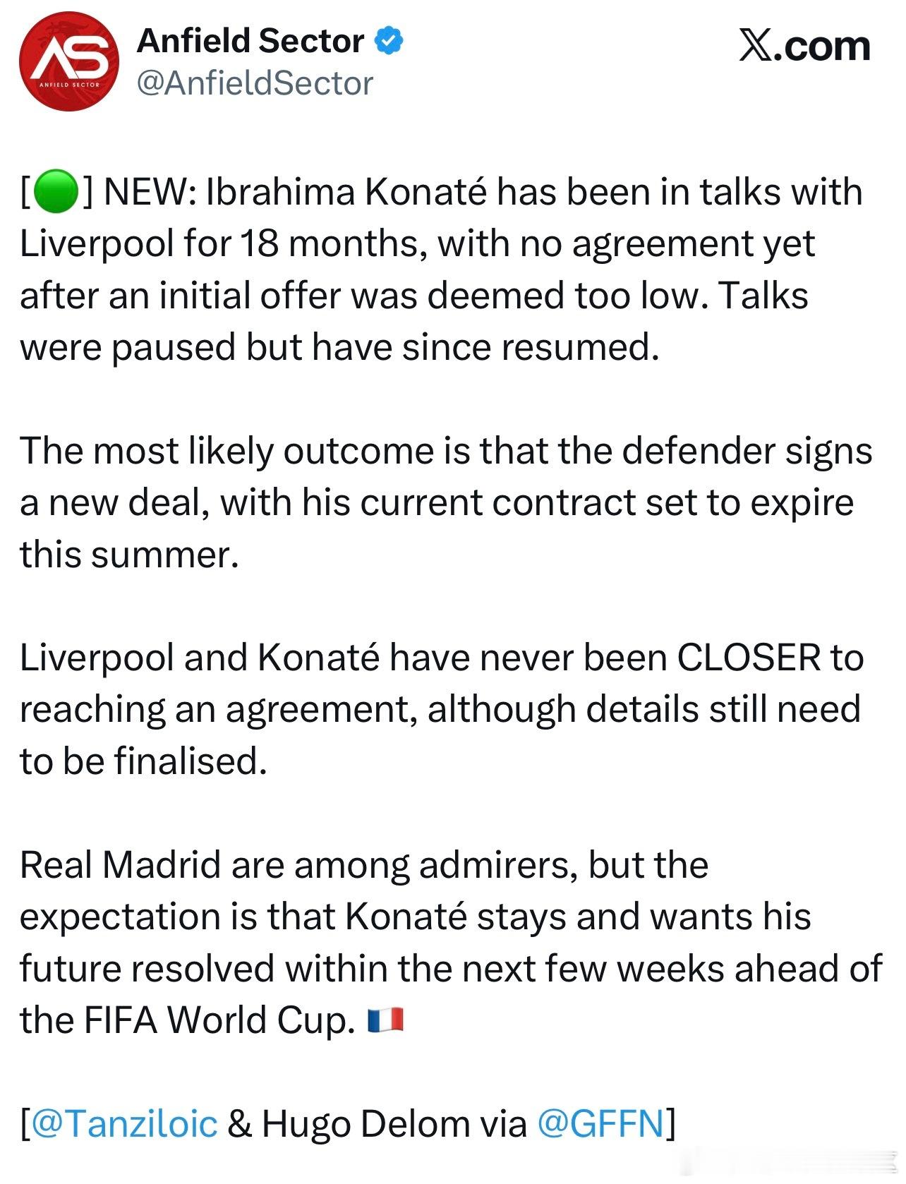 法国那边的媒体吹风科纳特和我军接近达成续约的消息越来越来多了，就不一一翻了。大概