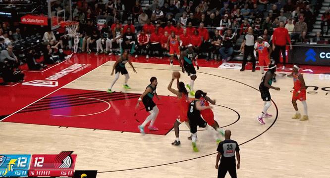 难道说杰林真练出中投了？雷霆11连胜雷霆vs开拓者雷霆