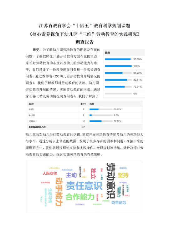 幼儿园教师“十四五”规划课题问卷调查报告