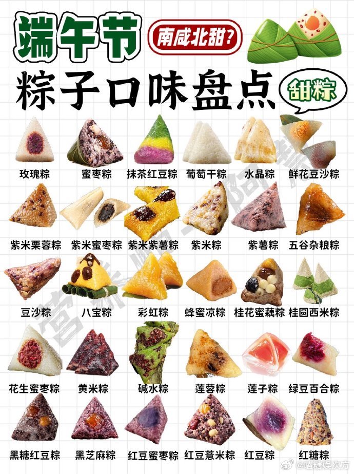 端午惊喜！粽子口味超丰富，多种选择没见过。甜咸荤素皆有，不知大家端午节都钟情啥馅