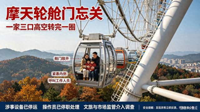 摩天轮舱门忘关！一家三口高空惊险转完一圈