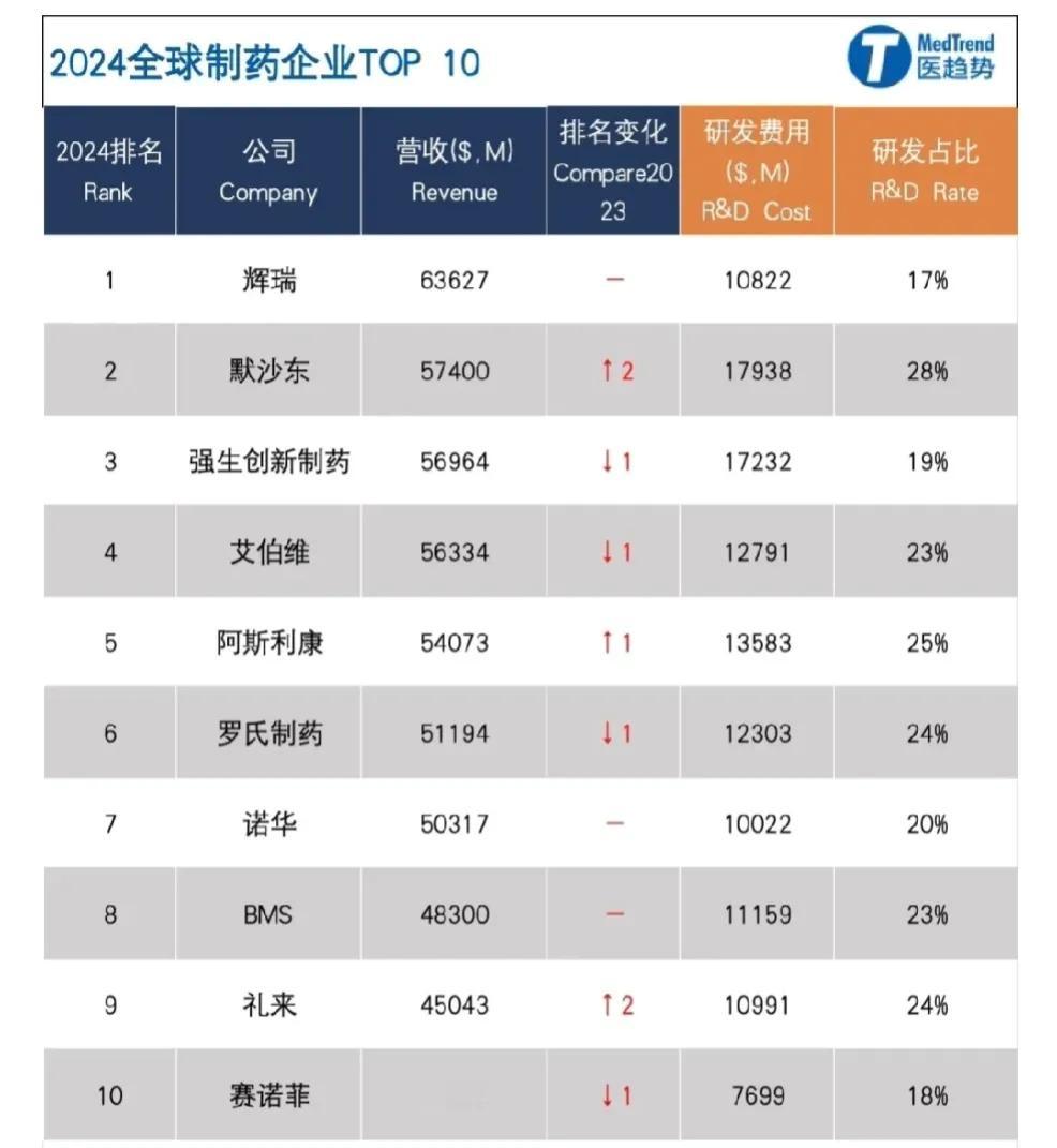 2025.2.16
去年医药巨头辉瑞制药营收636.7亿美元，位居全球医药冠军。