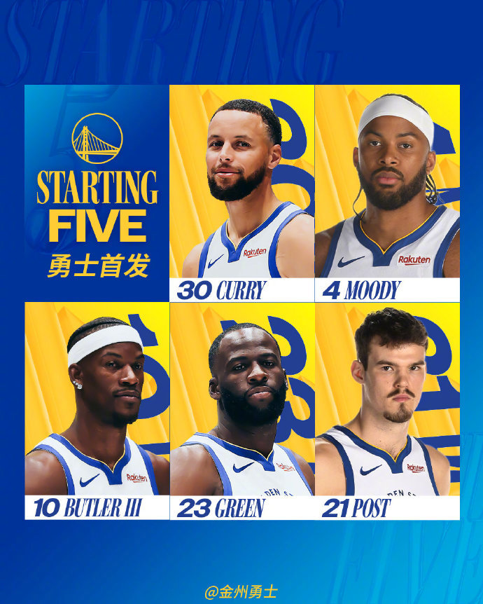 勇士今日首发：尼克斯vs勇士