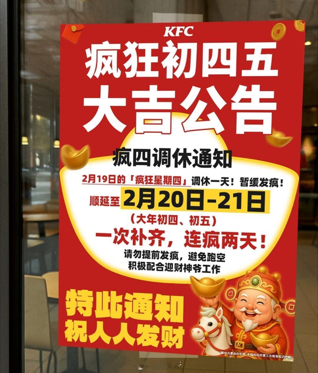 KFC疯狂星期四也要调休了