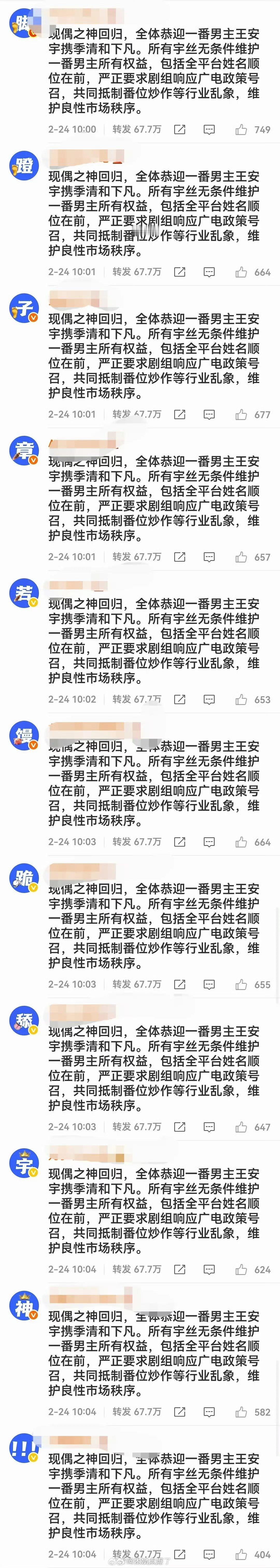 王安宇家和章若楠家互相排字了！平番也闹得这么大？