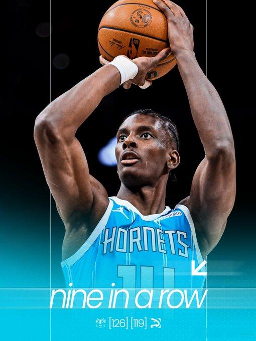 黄蜂9连胜 黄蜂客场战胜老鹰取得9连胜， 布里奇斯26分6篮板，克尼佩尔23分；