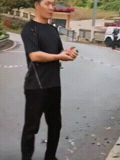 同志们，大开眼界了：从来还没见过汽车倒栽葱，“种”在地上的呢。
这是一段交通安全