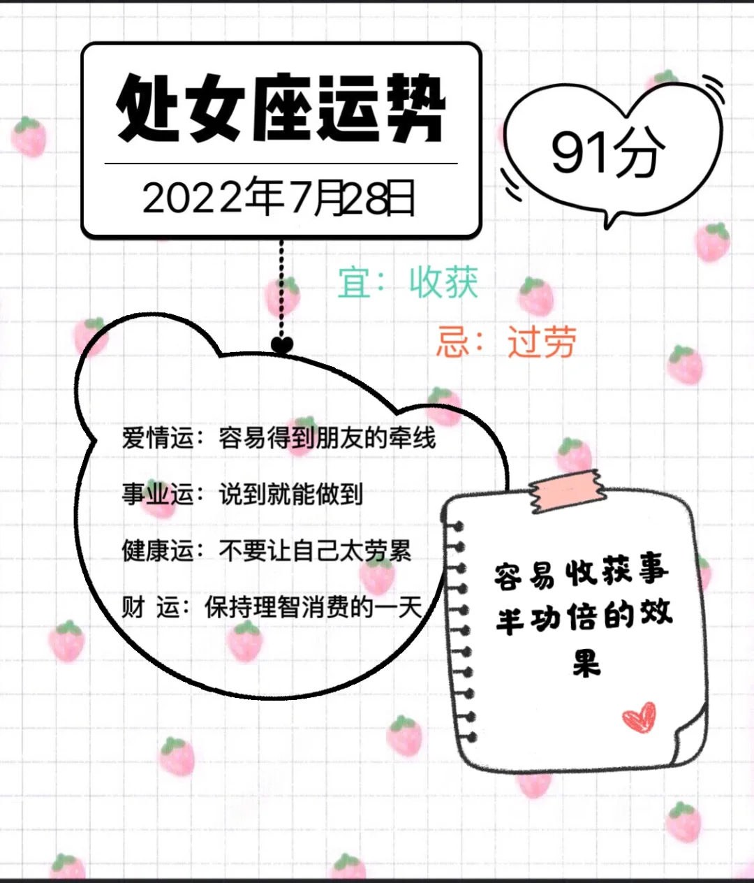 处女座2022年7月28日运势