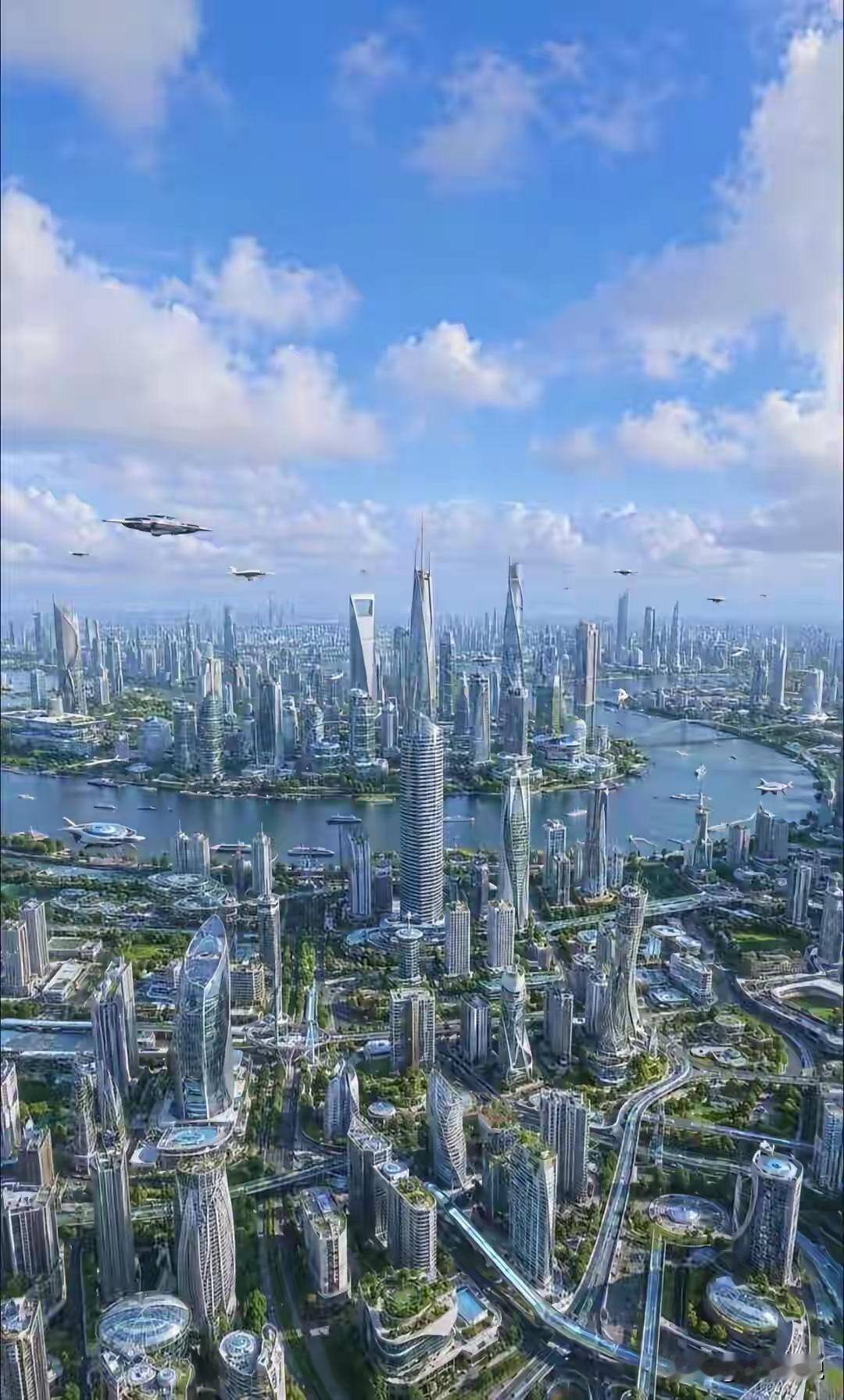 百年后的上海长这样，喜欢吧！看着这些建筑像种在土里的一样。