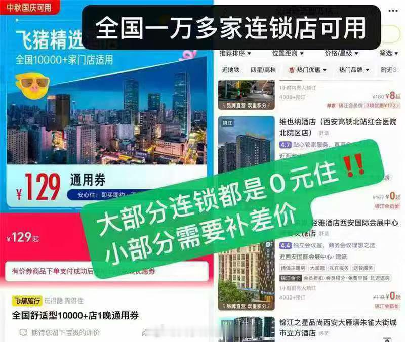 Bug‼全季/华住会酒店129Bug‼亚朵酒店1晚卷79 ​​​