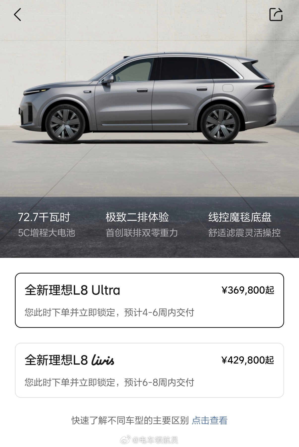 现在下定L8 Ultra一个月就能交付L8 Livis两个月内能交付看来产能非常