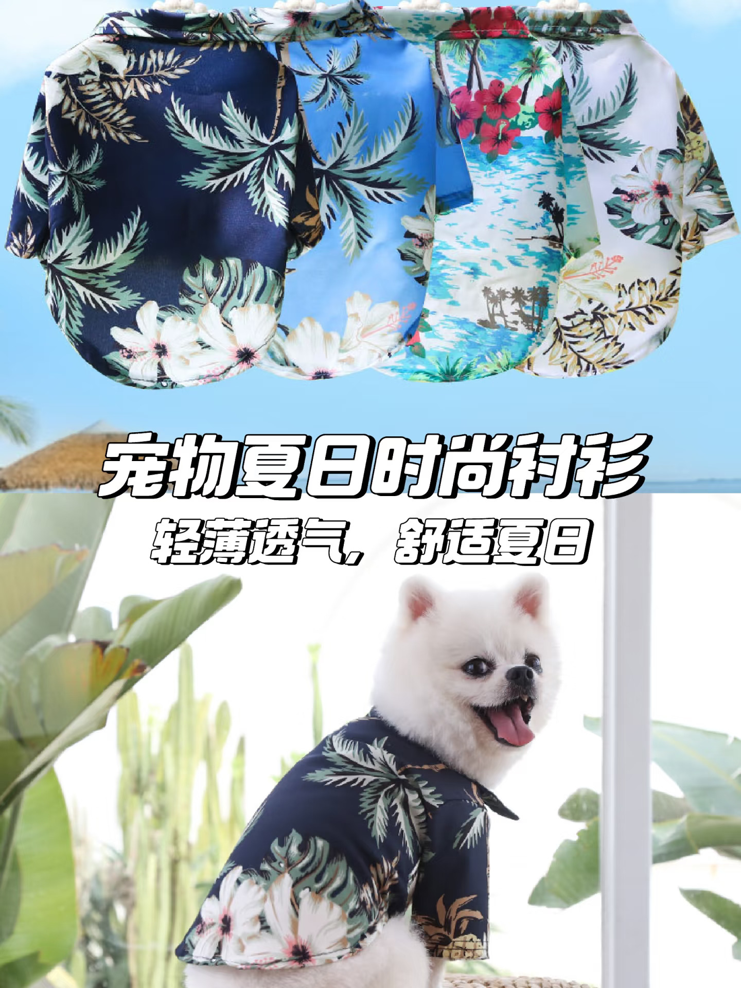 🌴夏日海岛风情｜宠物沙滩菠萝衬衫来啦！