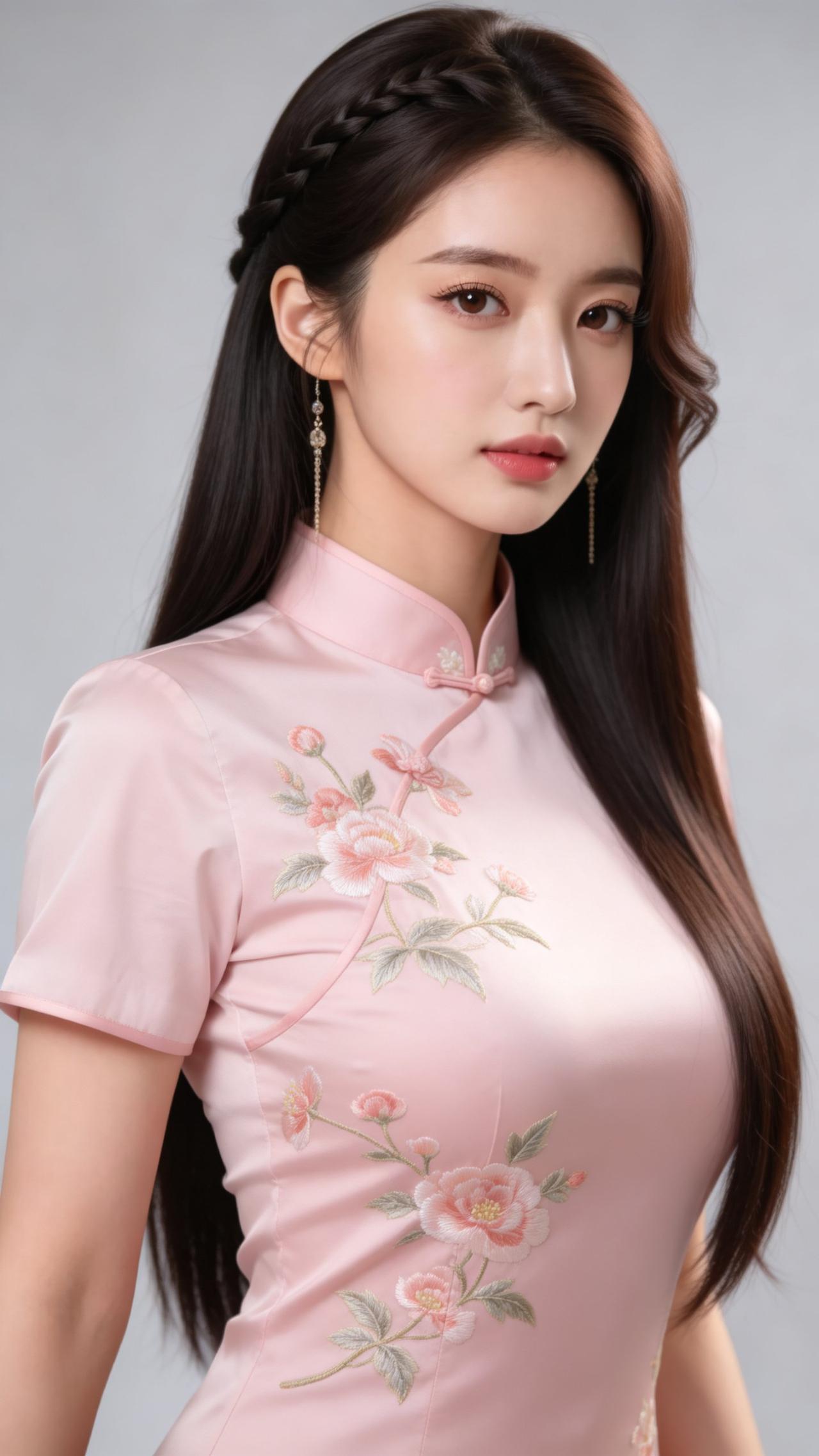 温柔粉色旗袍，优雅气质，尽显东方美减龄中式旗袍 温婉旗袍穿搭 粉红旗袍写真 粉缎