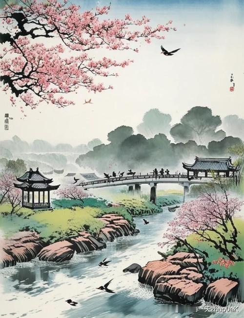 《春行即兴》
——唐·李华
宜阳城下草萋萋，
涧水东流复向西。
芳树无人花自落，