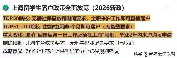 上海留学生落户新政详解，无社保要求，毕业2年内均可申请！