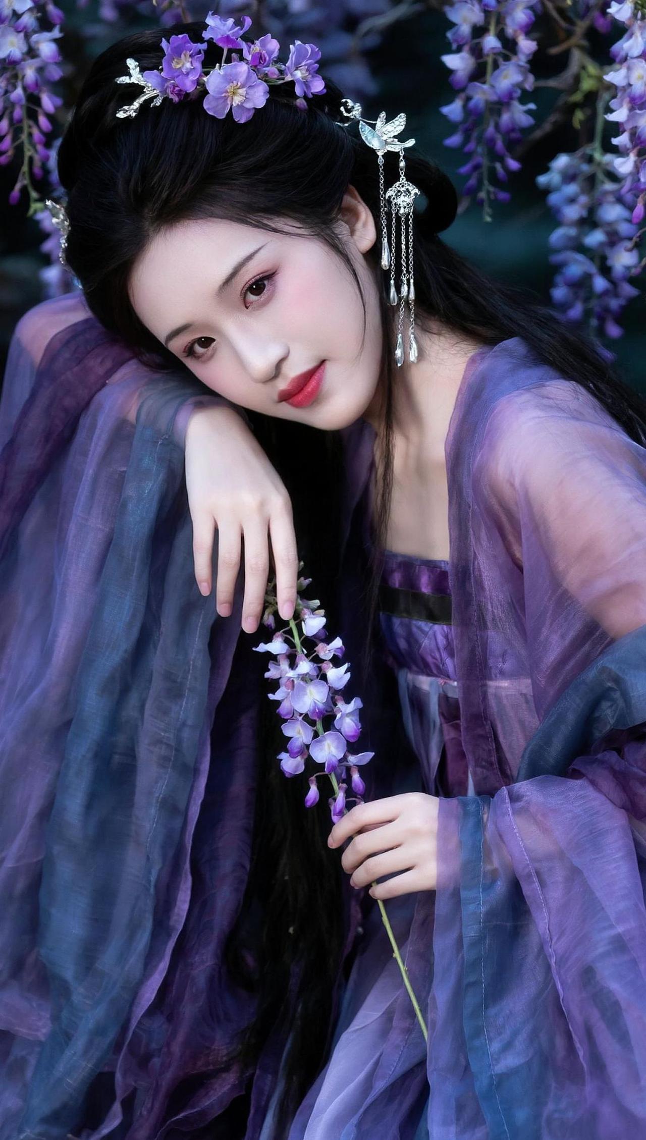 AI紫藤清冷写真 抖音ai创作