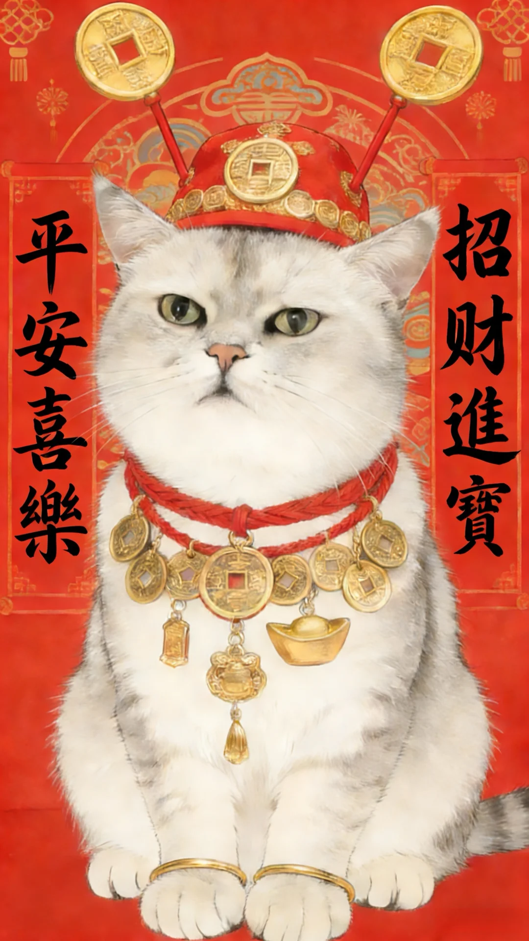 除夕快乐！喵神爷驾到见者发财～