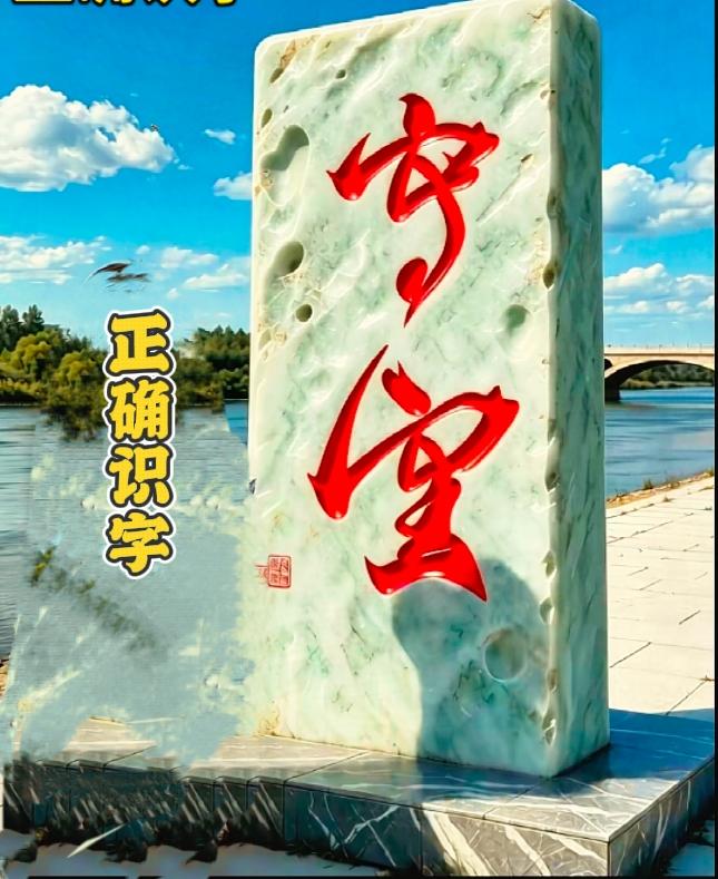 河畔玉石石刻，这两个字你能快速认出吗？

河边这块景观石上只有两个草书大字，不少