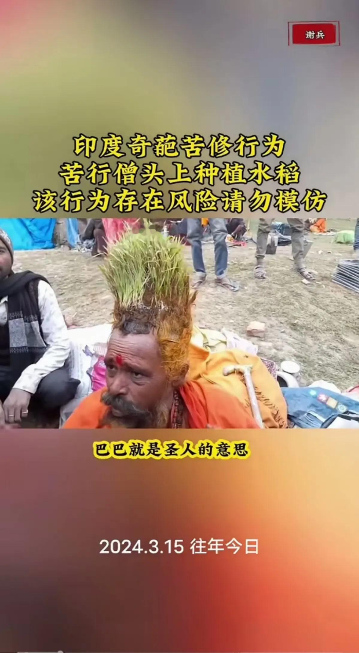 头上长稻草的印度苦行僧

这是一个对湿婆非常虔诚的尊敬的印度苦行僧，他用在头顶上