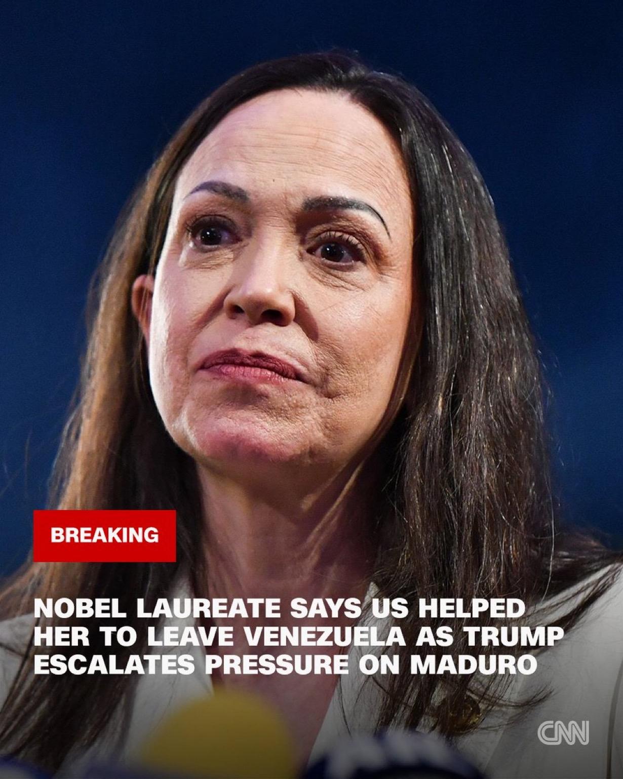 委内瑞拉反对派领导人马查多María Corina Machado表示，她得到了