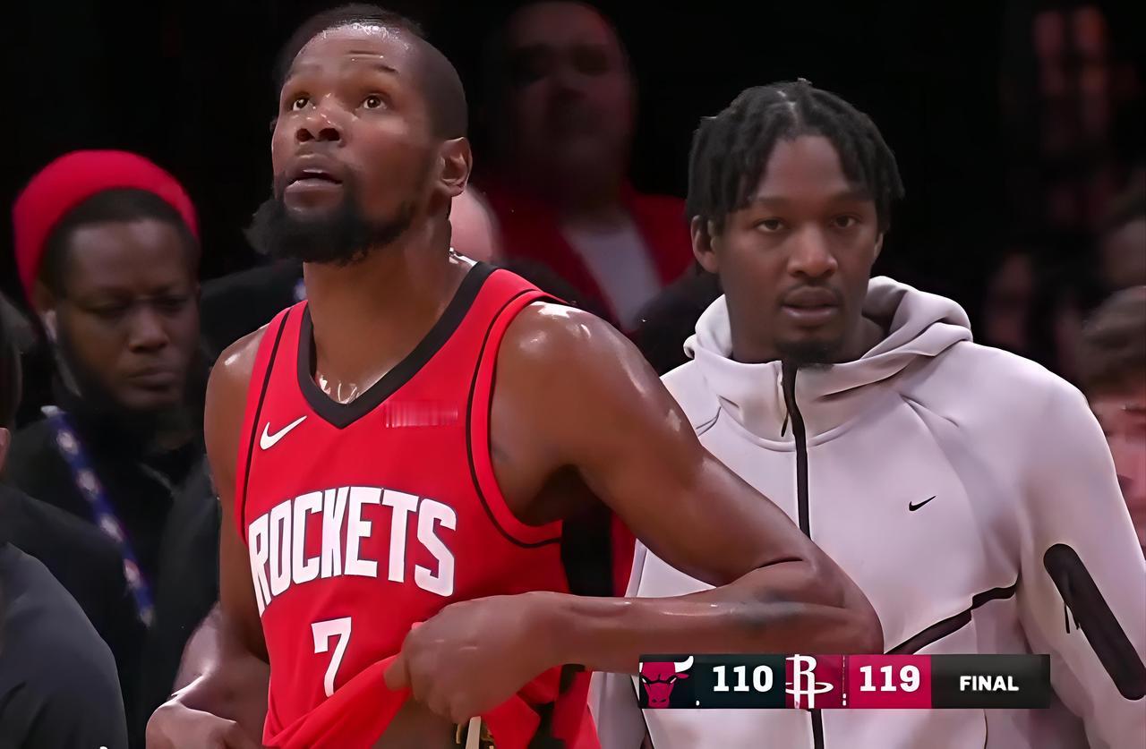 终于赢了！火箭队主场119比113险胜公牛队，终结三连败！

火箭队今天打得很吃