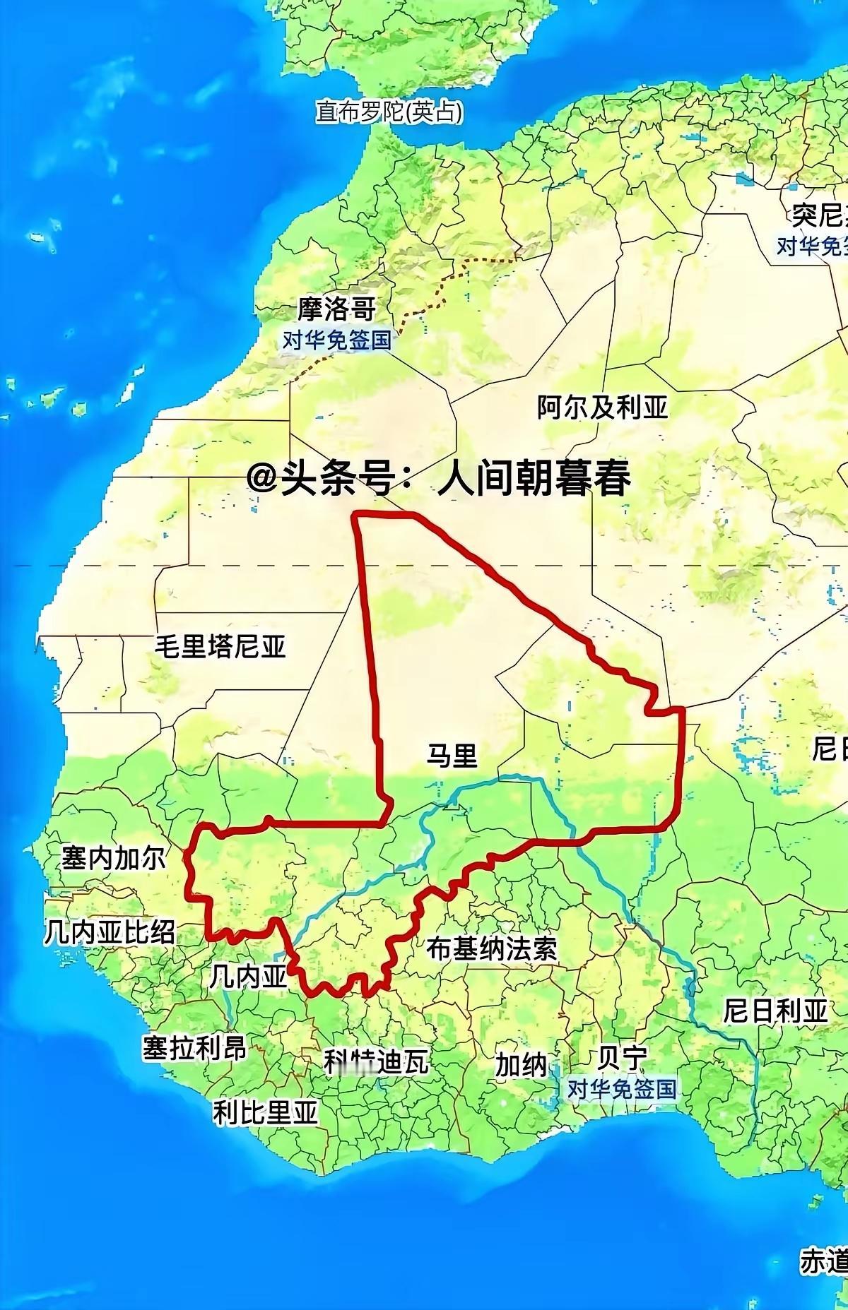 马里这个国家，大得让人有些意外。

124万平方公里的地盘，横在西非。这比咱们的