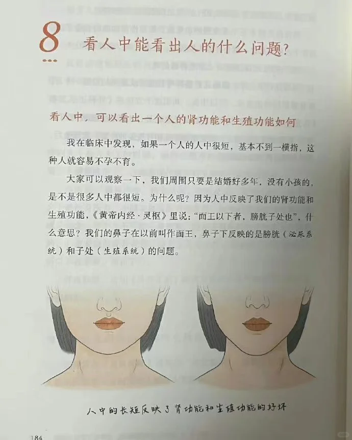 《黄帝内经》看人中可以看出一个人的肾功能