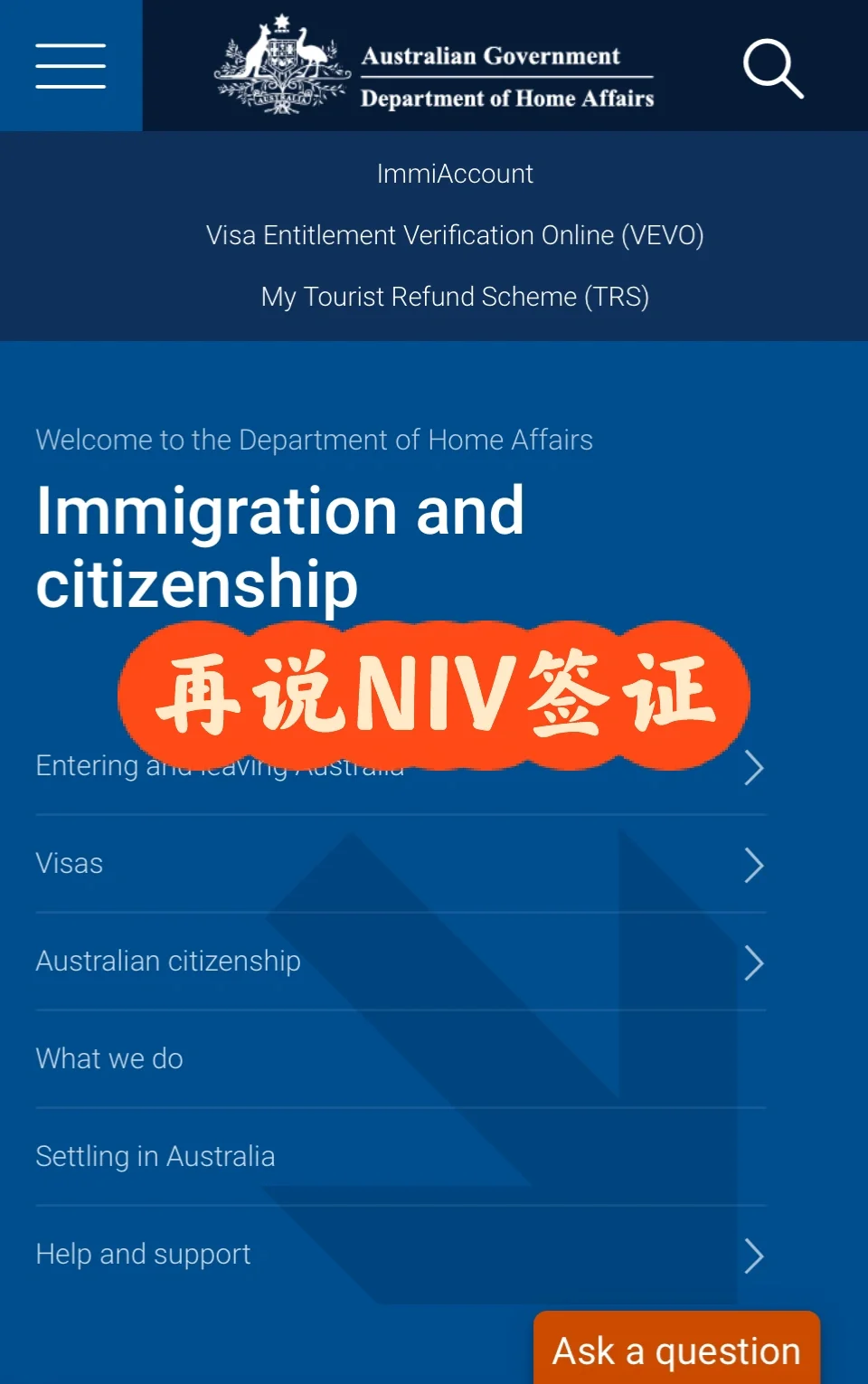 再说NIV签证