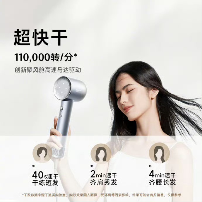 追觅G20135拿下11万转高速马达+3亿负离子，中长发2分钟速干！ 