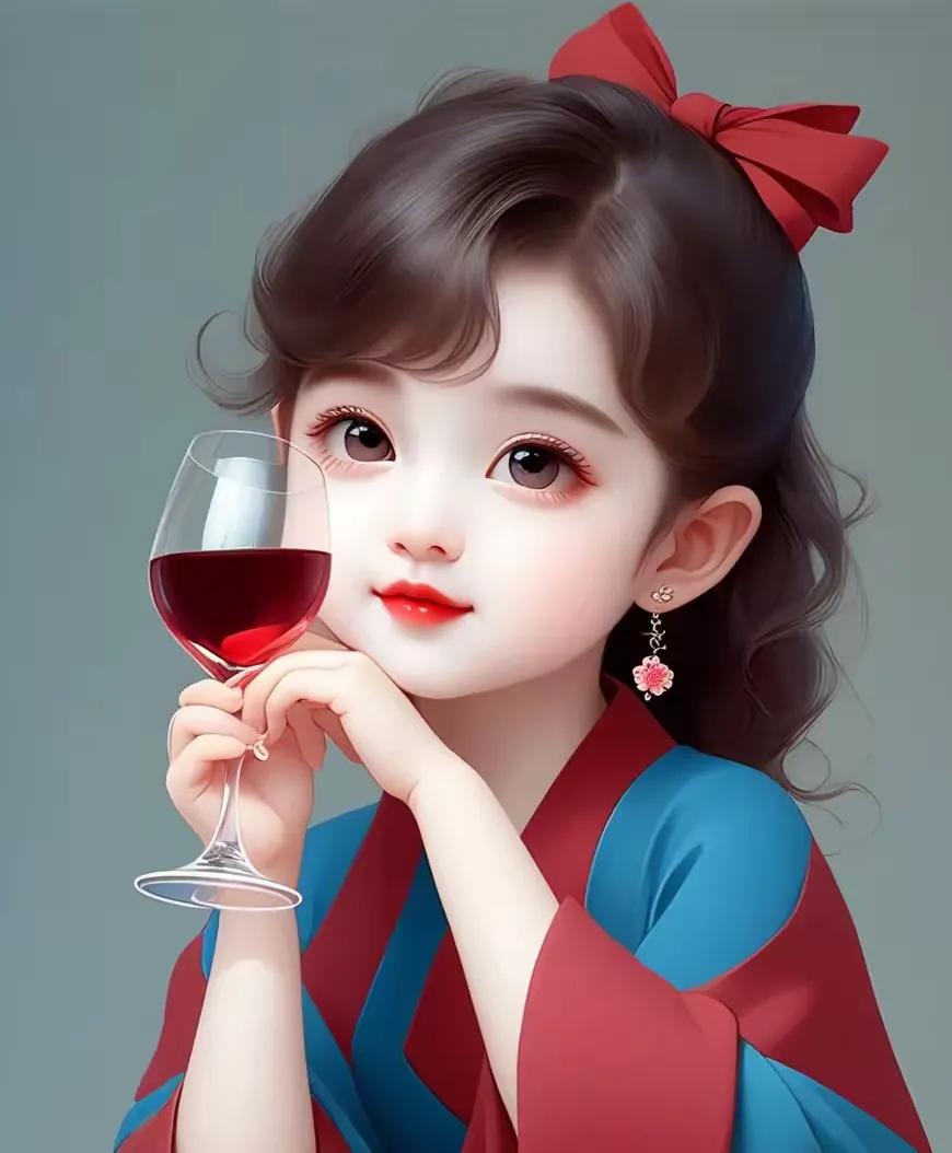 优雅少女，红酒相伴，品味生活。🍷💄🌸