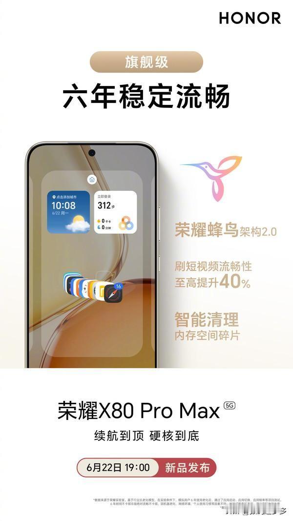 荣耀X80 Pro Max宣布适配全新荣耀蜂鸟架构2.0，刷短视频流畅性至高提升