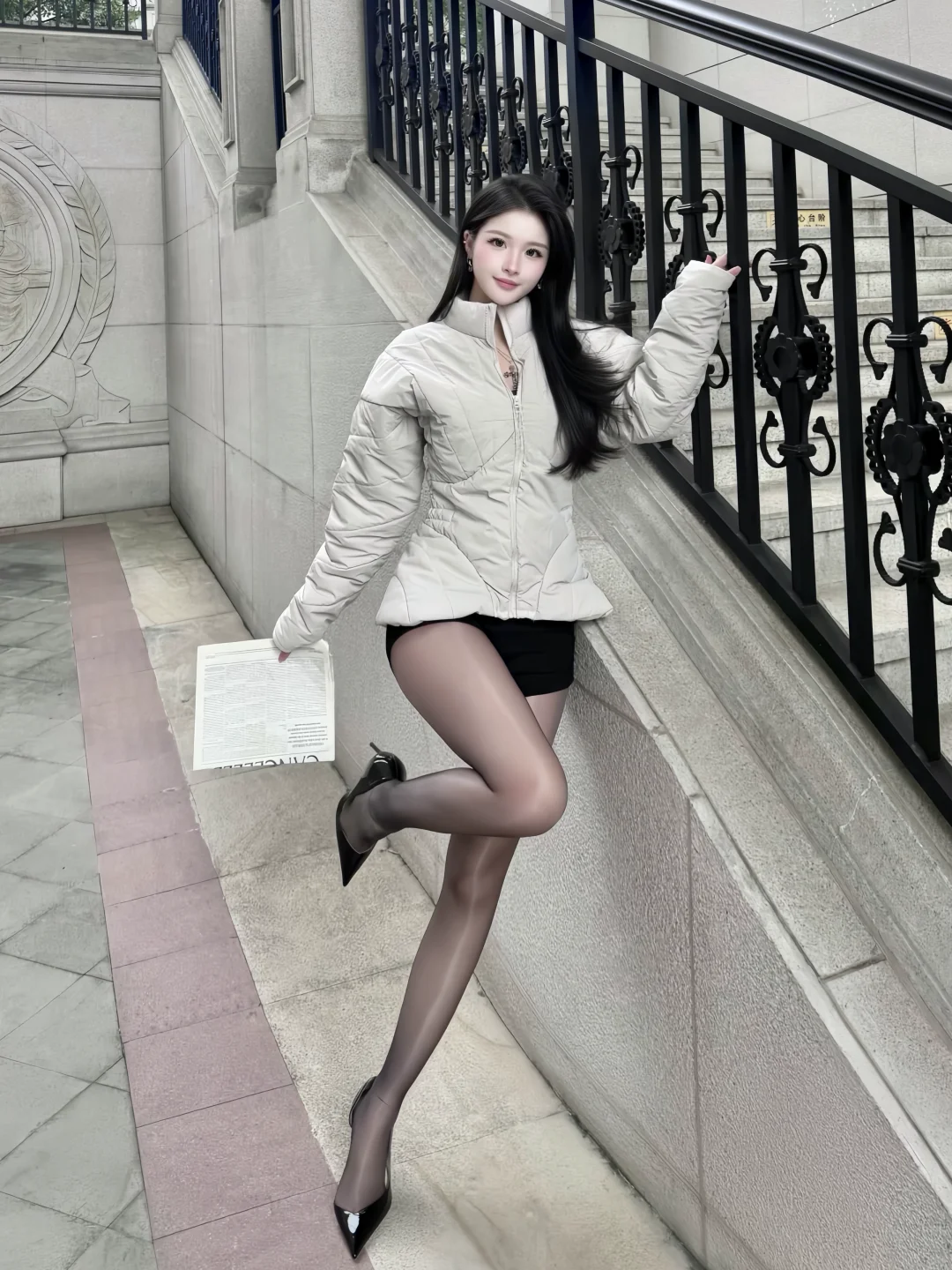 女明星感站姿拍照巨显腿长