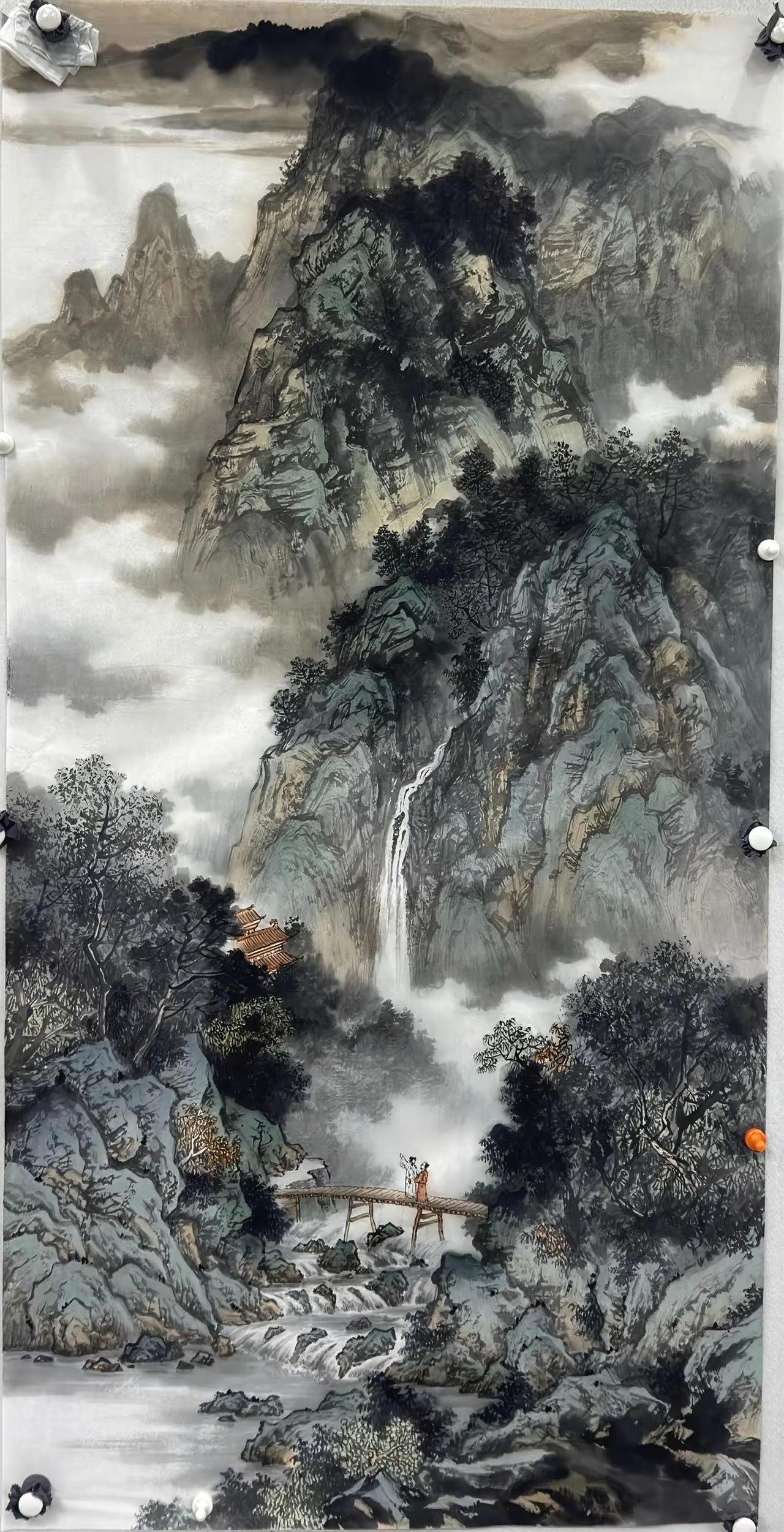 云山聚瑞图。手绘国画创作者中心 创作灵感 国画山水 水墨画