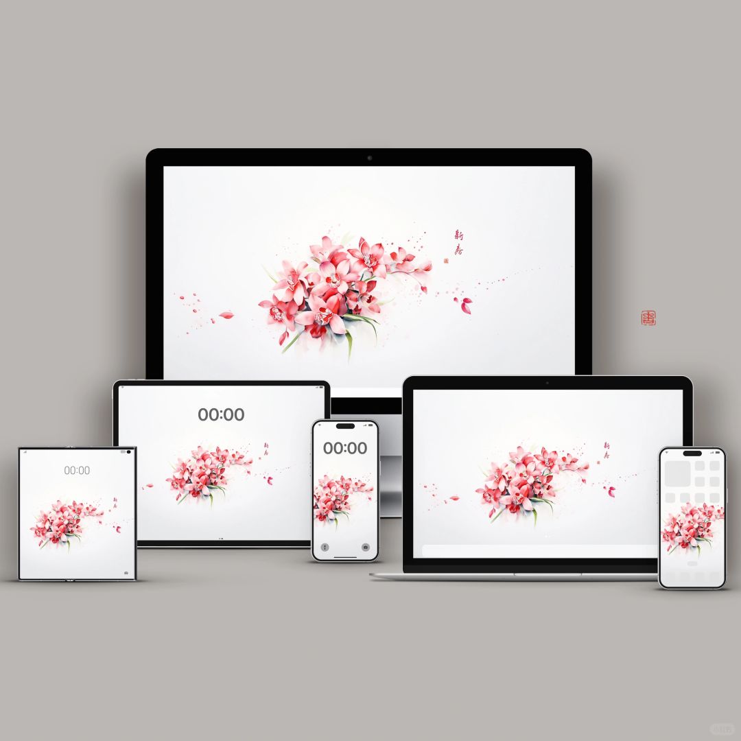 春节花卉｜壁纸全家桶：红花 大花惠兰
