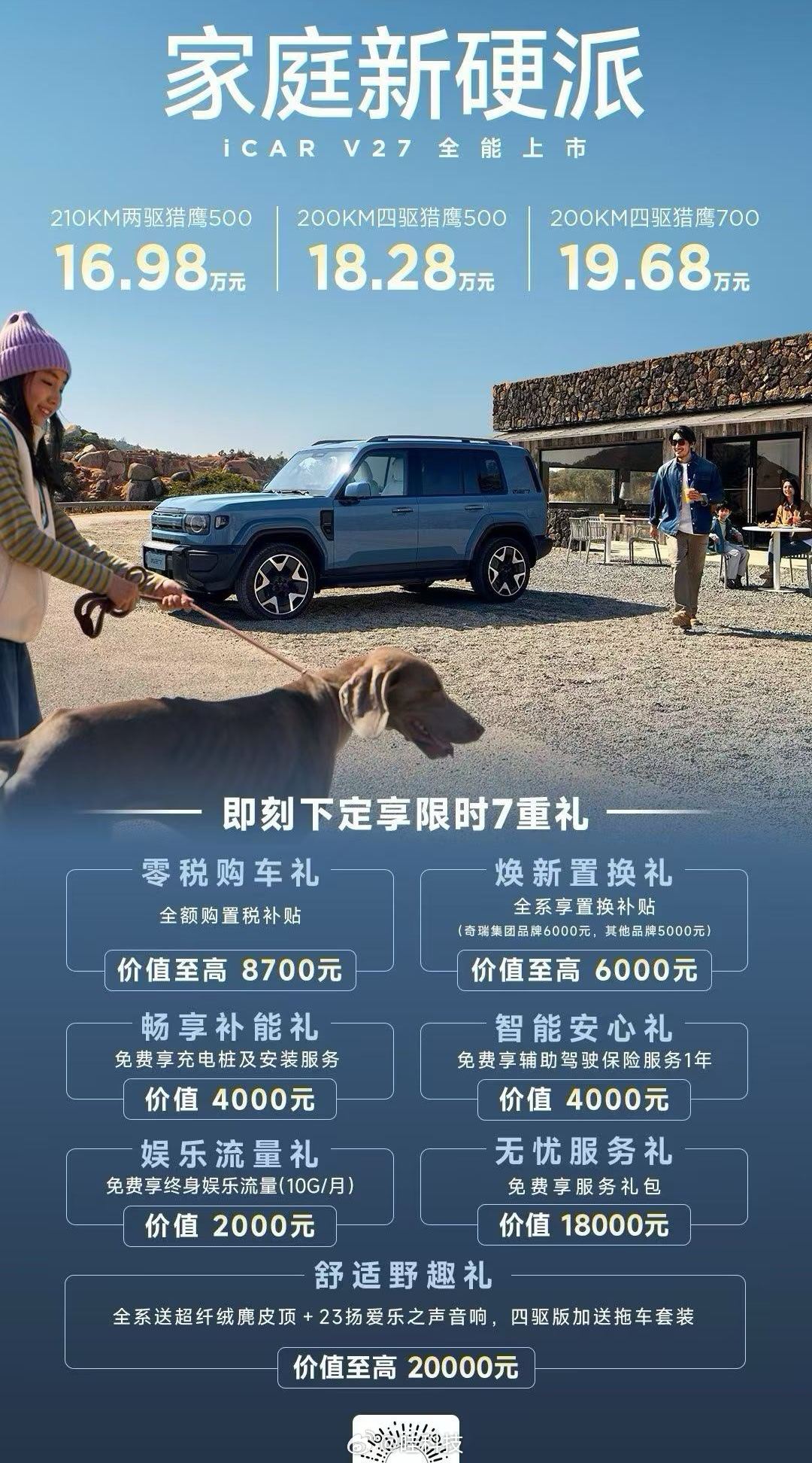 家庭新硬派iCAR V27 全能上市16.98万起，限时享七重好礼iCARV27